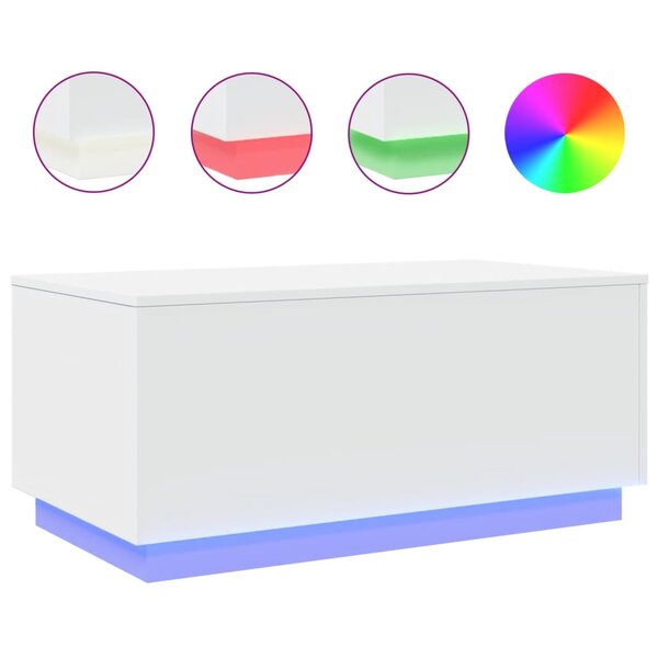 vidaXL Table basse avec lumières LED blanc 90x50x40 cm
