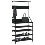 vidaXL Porte-vêtements et rangement des chaussures noir 90x34x184 cm