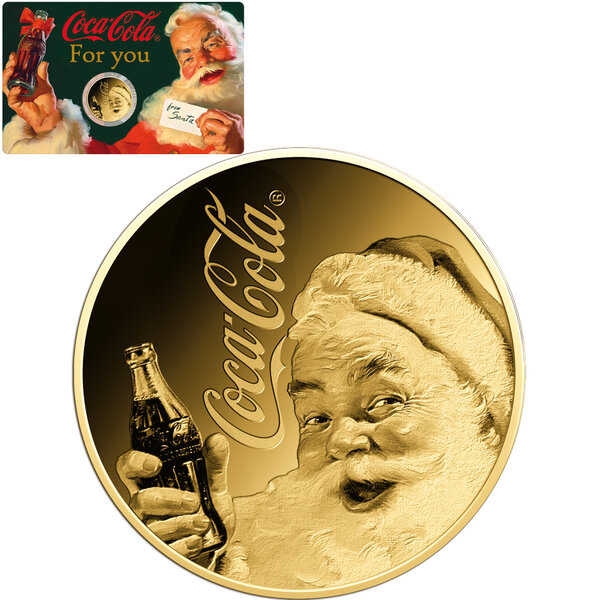 Pièce de monnaie en Or 3000 Francs g 0.031 (1/1000 oz) Millésime 2023 Gold Gift COCA COLA FOR YOU FROM SANTA 1/1000