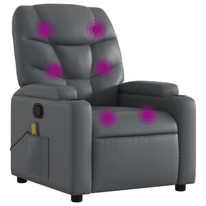 vidaXL Fauteuil de massage inclinable gris similicuir