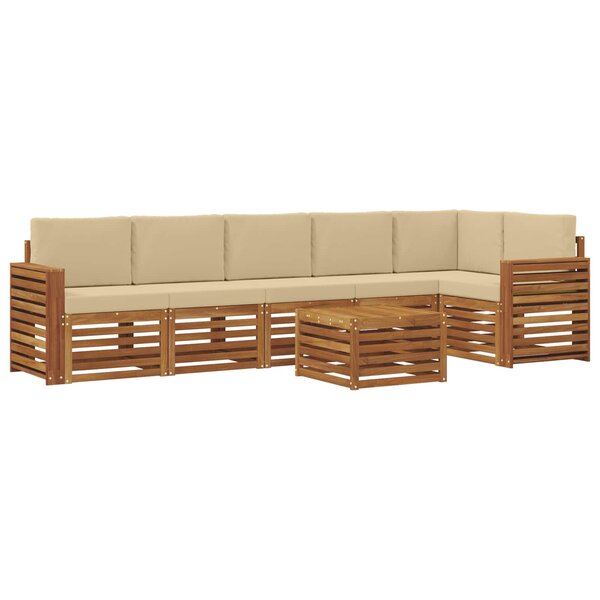 vidaXL Ensemble de canapés d'extérieur 7 pc Naturel et Beige Polyester