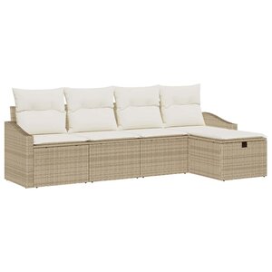 vidaXL Ensemble de canapé de jardin 5 Pièces Beige 233 x 117 x 85 cm