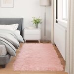 vidaXL Tapis en fausse Tafalla Rose 80 x 200 cm Polyester
