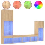 vidaXL Unités murales TV avec LED 4 Pièces chêne sonoma bois d'ingénierie