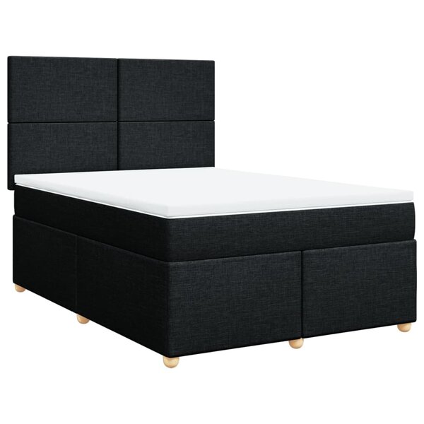 vidaXL Sommier à lattes de lit avec matelas Noir 140x190 cm Tissu