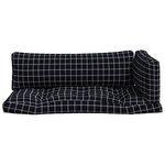 vidaXL Coussins de palette lot de 3 motif à carreaux noir tissu Oxford