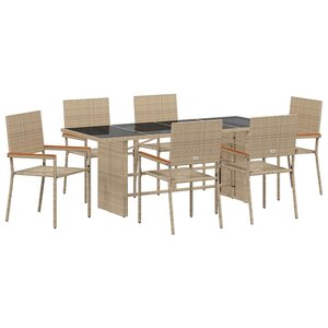 vidaXL Ensemble de salle à manger pour jardin 7 Pièces Beige