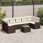vidaXL Ensemble de canapé de jardin avec coussin 8 Pièces Marron et Crème