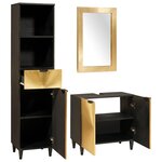 vidaXL Ensembles de mobilier de salle de bain 3 Pièces Noir et or