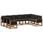 vidaXL Ensemble de canapés d'extérieur 9 Pièces Naturel et noir
