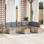 vidaXL Ensemble de 9 Canapés de Jardin avec Coussins Beige Poly Rotin