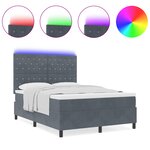 Lit Box Spring vidaXL avec Matelas et LED Gris Foncé 160x200 cm Velours