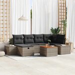vidaXL Ensemble de canapé de jardin avec coussin 7 Pièces Gris Poly rotin