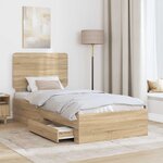 vidaXL Cadre de lit Chêne Sonoma 90 x 190 cm Bois d'ingénierie