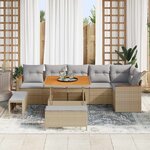 vidaXL Ensemble de canapé de jardin 9 Pièces Beige polyrotin