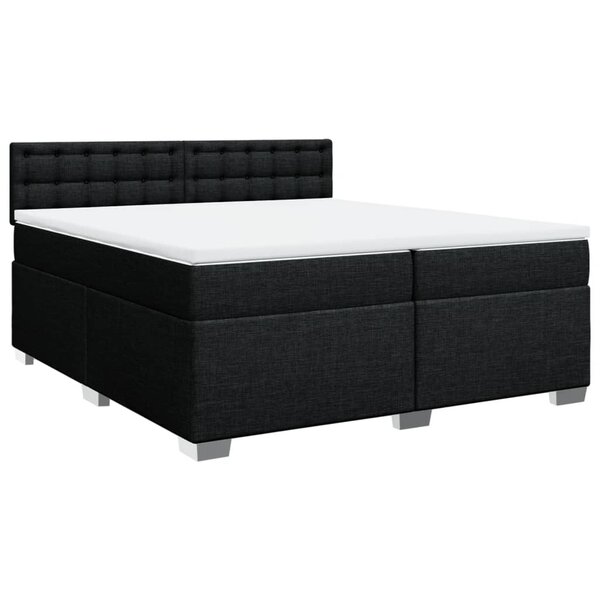 vidaXL Sommier à lattes de lit avec matelas Noir 200x200 cm Tissu