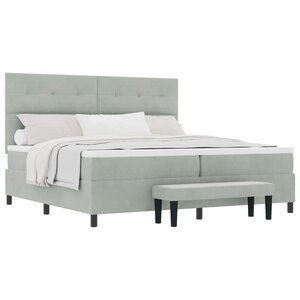 vidaXL Lit à ressorts avec matelas Gris clair 200 x 200 cm Velours