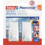 Pack 2 Crochets Powerstrips LARGE Rectangle 2Kg Blanc TESA
