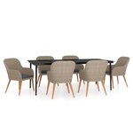 vidaXL Ensemble à manger de jardin et coussins 7 Pièces Marron