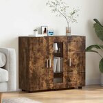 vidaXL Cabinet en Bois avec stockage Chêne fumé 88 5 x 30 5 x 73 cm
