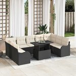 vidaXL Ensemble de canapé de jardin 10 Pièces Noir 100 x 55 x 73 cm