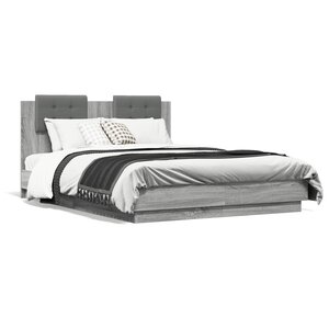 vidaXL Cadre de lit sans matelas sonoma gris 135x190 cm