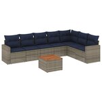 vidaXL Salon de jardin 8 Pièces avec coussins gris résine tressée