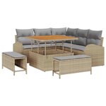 Canapé de Jardin 8 pièces vidaXL avec Coussins en Poly Rattan Beige et Acacia