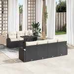 vidaXL Ensemble de canapé de jardin avec coussin 8 Pièces Noir Poly rotin