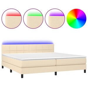 vidaXL Sommier à lattes de lit et matelas et LED Crème 200x200cm Tissu