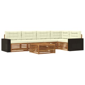 vidaXL Ensemble de canapés d'extérieur 6 pc Naturel et Crème Polyester