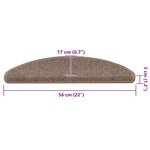 vidaXL Tapis d'escalier 15 pièces 56 x 17 x 3 cm Marron clair Demi-rond