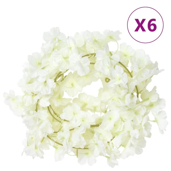 vidaXL Guirlandes de fleurs de Noël 6 Pièces blanc 180 cm