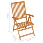 vidaXL Chaises inclinables de jardin lot de 8 Bois de teck solide