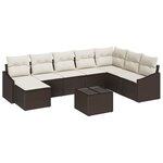 vidaXL Ensemble de canapé de jardin 9 Pièces Marron Poly rotin