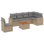 vidaXL Salon de jardin avec coussins 7 Pièces beige résine tressée