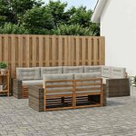 vidaXL Ensemble de canapés d'extérieur 7 pc Naturel et gris clair