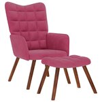 vidaXL Chaise de relaxation avec tabouret Bordeaux Velours