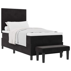 vidaXL Lit à ressorts avec coussin Noir 200 x 90 cm Velours