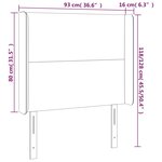 vidaXL Tête de lit avec oreilles Noir 93x16x118/128 cm Velours