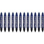 Marqueur permanent Pen  double pointe  bleu x 12 PENTEL