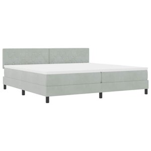 vidaXL Lit à ressort LED avec matelas Gris clair 200 x 200 cm Velours