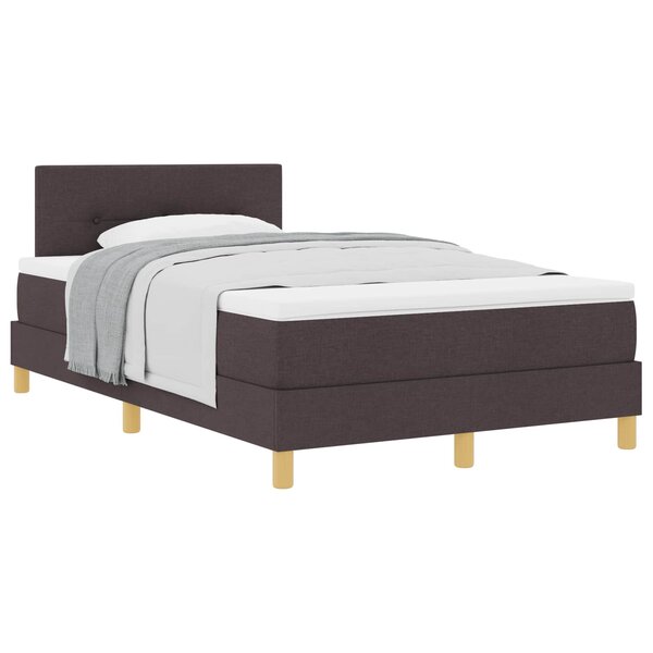 vidaXL Lit à ressorts avec coussin Marron foncé 120 x 200 cm tissu