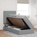 vidaXL Lit avec rangement et LED Gris clair 90 x 200 cm Polyester