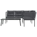 vidaXL Ensemble de canapés de jardin et coussins noir acier textilène