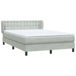 vidaXL Sommier à lattes de lit et matelas gris clair 160x220cm velours