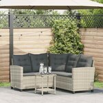 vidaXL Canapé de jardin table et coussins en forme de L gris clair