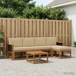 vidaXL Ensemble de canapés d'extérieur 6 pc Naturel et Beige Polyester
