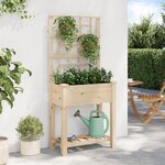 Jardinière avec treillis et étagère vidaXL 71x37x152 cm en bois massif de sapin