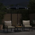vidaXL Parasol de jardin avec LED mât en acier noir 225x225x212 cm
